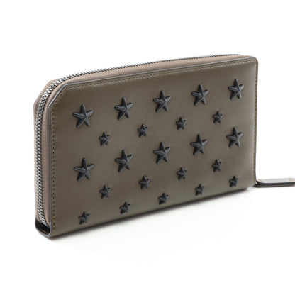 CARNABY カーナビー スタースタッズ ラウンドファスナー長財布 レザー カーキグリーン ジミーチュウ