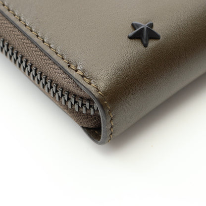 CARNABY カーナビー スタースタッズ ラウンドファスナー長財布 レザー カーキグリーン ジミーチュウ