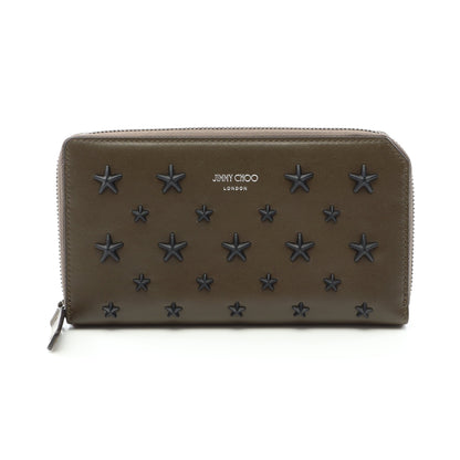 CARNABY カーナビー スタースタッズ ラウンドファスナー長財布 レザー カーキグリーン ジミーチュウ