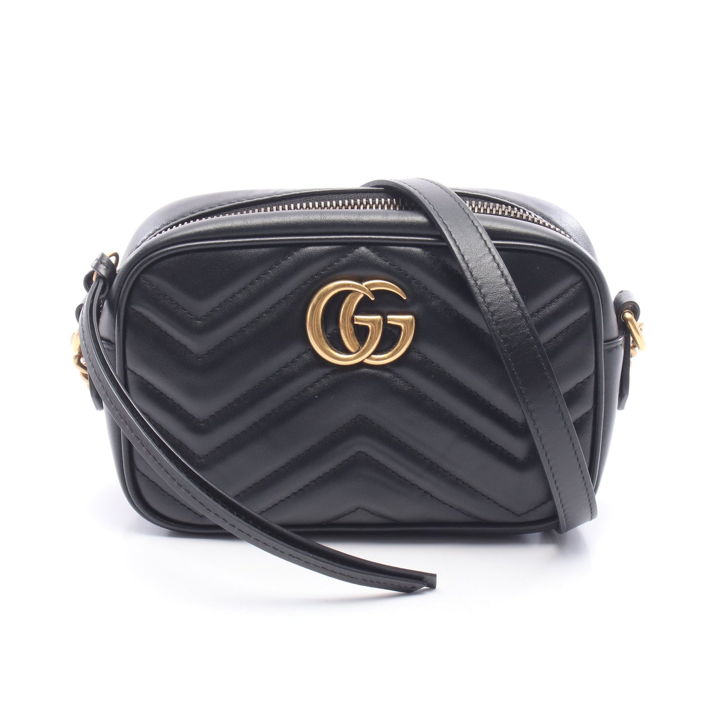 GGマーモント キルティング ミニバッグ チェーンショルダーバッグ レザー ブラック グッチ バッグ GUCCI