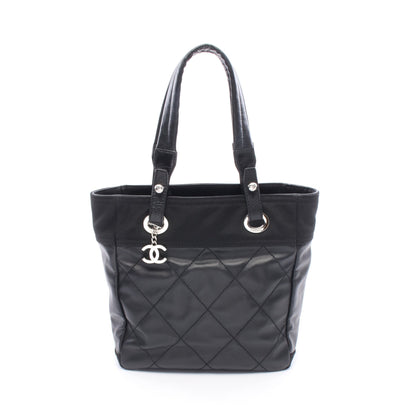 パリビアリッツPM ハンドバッグ トートバッグ コーティングキャンバス レザー ブラック シルバー金具 シャネル バッグ CHANEL