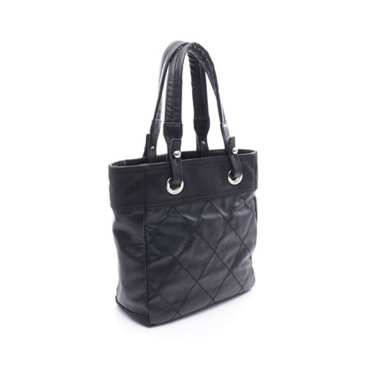 パリビアリッツPM ハンドバッグ トートバッグ コーティングキャンバス レザー ブラック シルバー金具 シャネル バッグ CHANEL