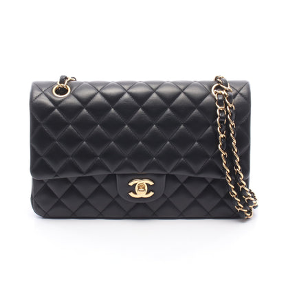 マトラッセ Wフラップ Wチェーンショルダーバッグ ラムスキン ブラック ゴールド金具 シャネル バッグ CHANEL