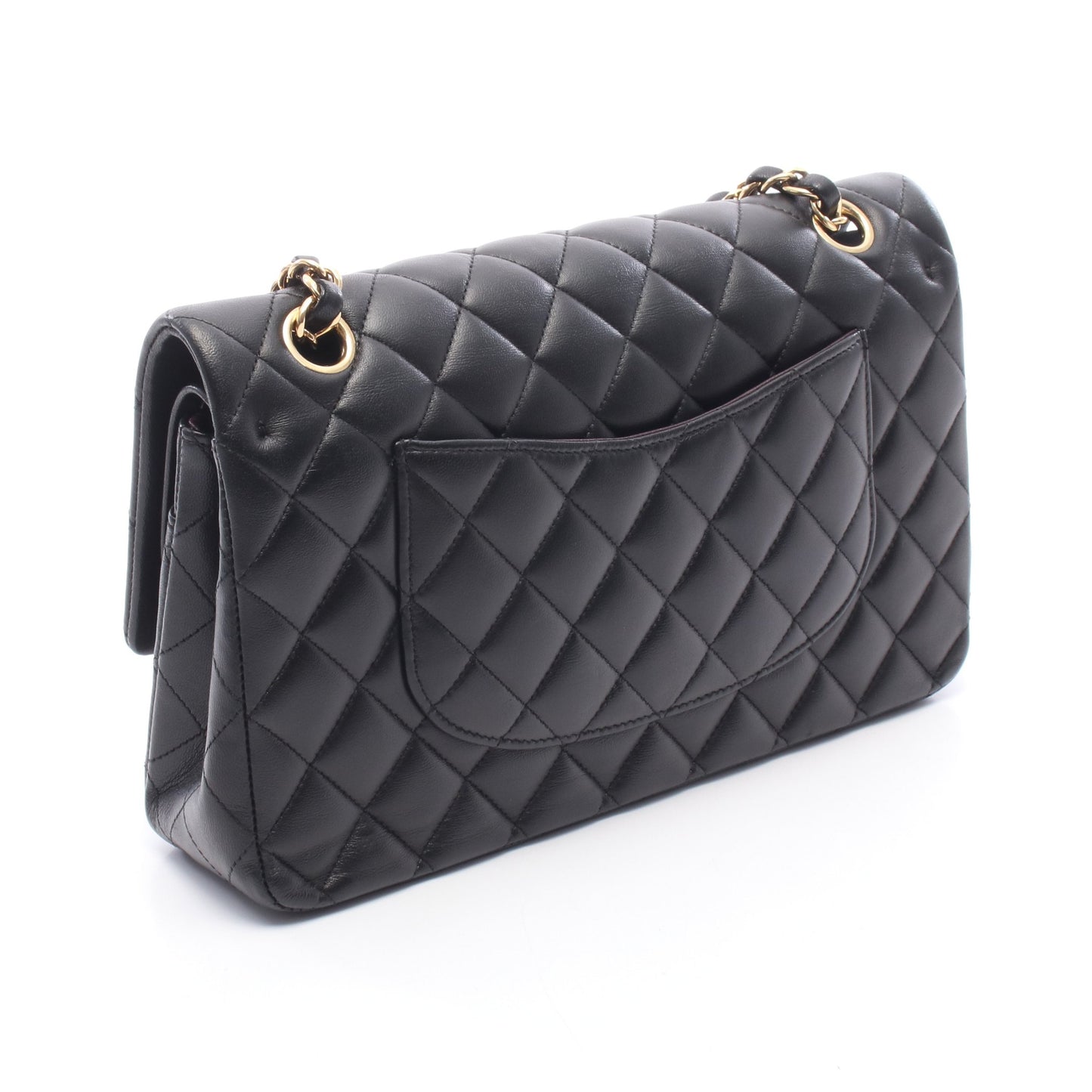 マトラッセ Wフラップ Wチェーンショルダーバッグ ラムスキン ブラック ゴールド金具 シャネル バッグ CHANEL