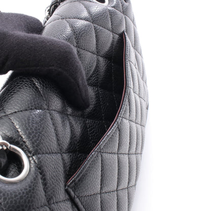 マトラッセ Wフラップ Wチェーンショルダーバッグ キャビアスキン ブラック シルバー金具 シャネル バッグ CHANEL