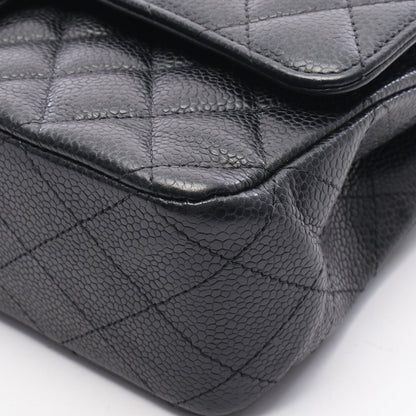 マトラッセ Wフラップ Wチェーンショルダーバッグ キャビアスキン ブラック シルバー金具 シャネル バッグ CHANEL