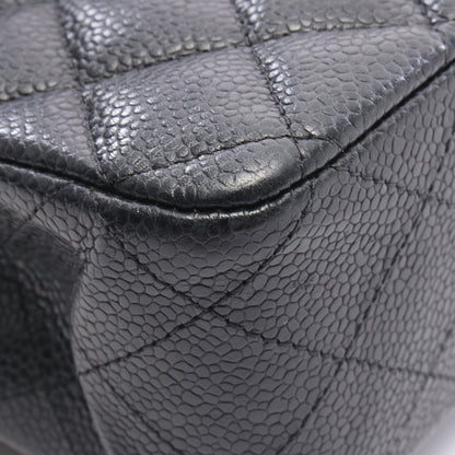 マトラッセ Wフラップ Wチェーンショルダーバッグ キャビアスキン ブラック シルバー金具 シャネル バッグ CHANEL