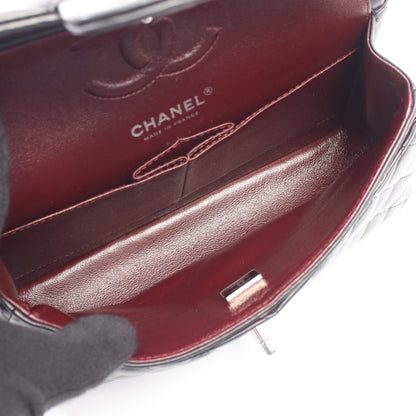 マトラッセ Wフラップ Wチェーンショルダーバッグ ラムスキン ブラック シルバー金具 シャネル バッグ CHANEL