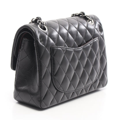 マトラッセ Wフラップ Wチェーンショルダーバッグ ラムスキン ブラック シルバー金具 シャネル バッグ CHANEL