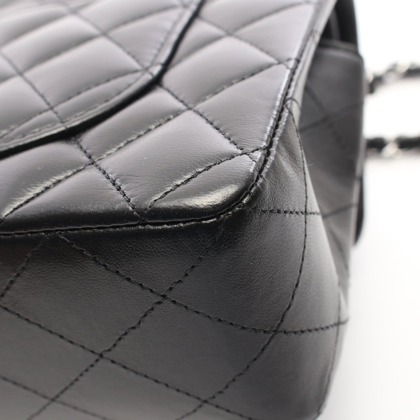 マトラッセ Wフラップ Wチェーンショルダーバッグ ラムスキン ブラック シルバー金具 シャネル バッグ CHANEL