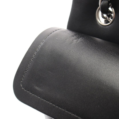 マトラッセ Wフラップ Wチェーンショルダーバッグ ラムスキン ブラック シルバー金具 シャネル バッグ CHANEL
