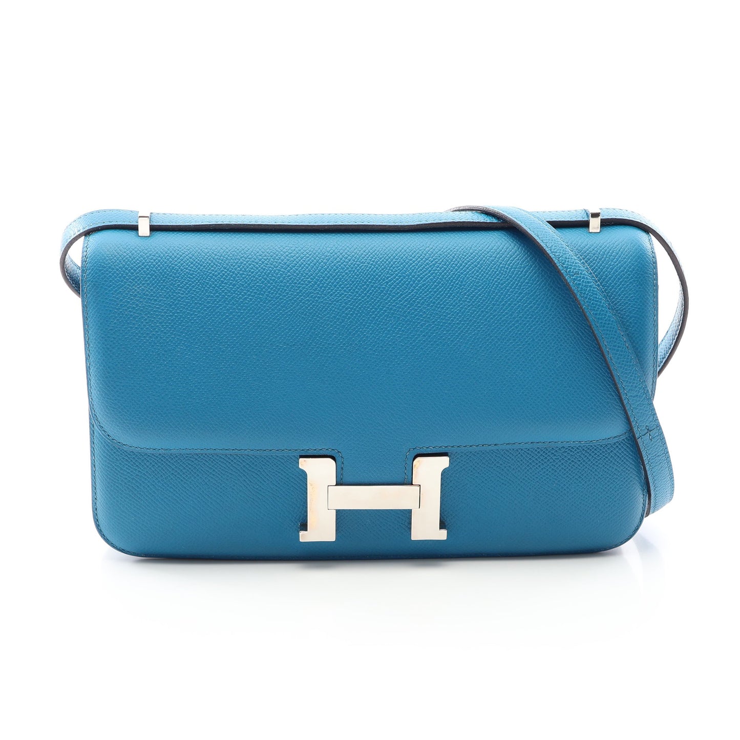 コンスタンス3 エラン ショルダーバッグ ヴォーエプソン ブルー シルバー金具 □R刻印 エルメス バッグ HERMES