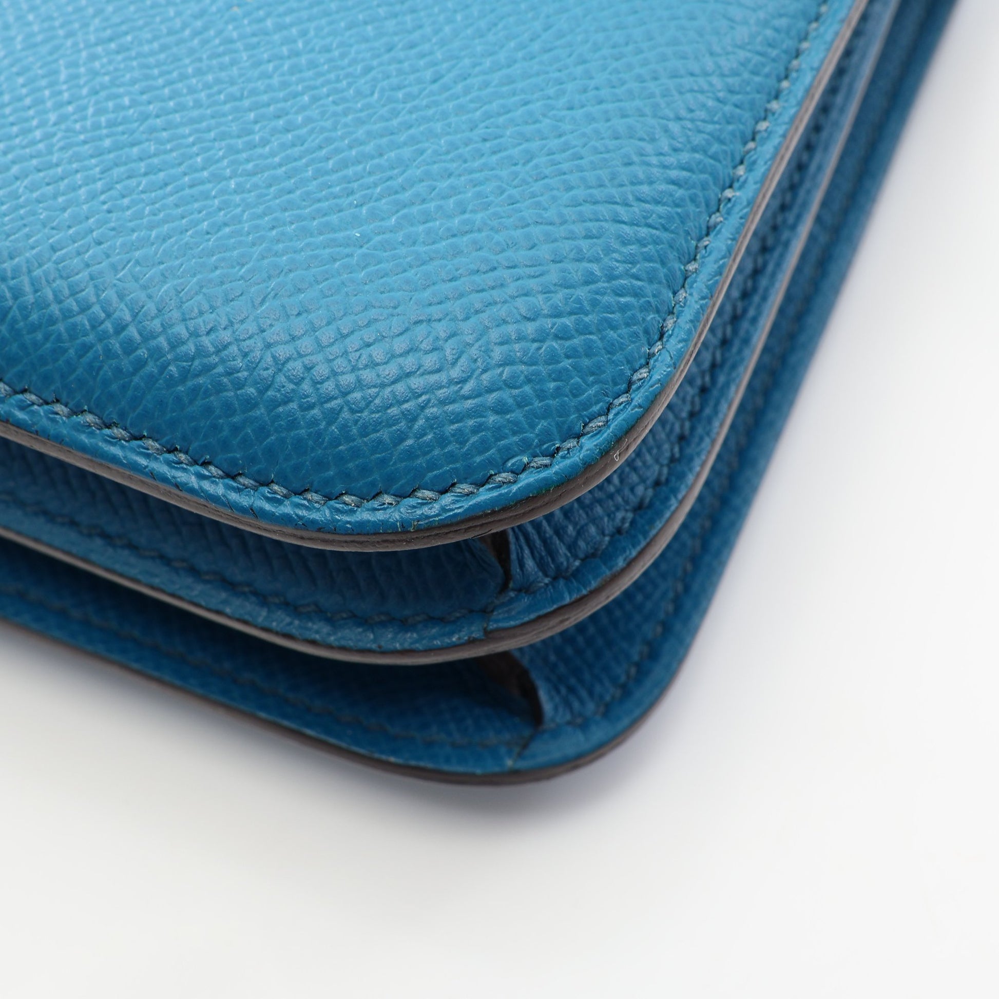コンスタンス3 エラン ショルダーバッグ ヴォーエプソン ブルー シルバー金具 □R刻印 エルメス バッグ HERMES