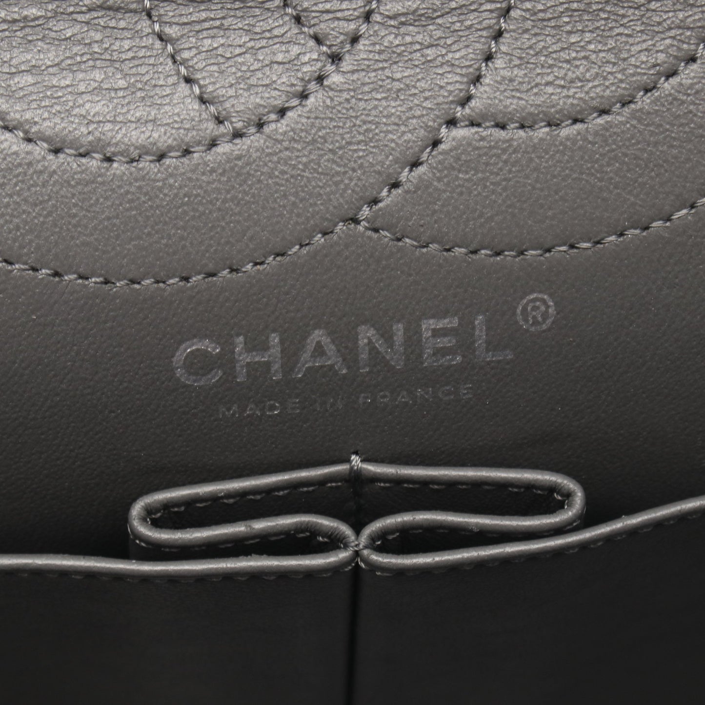 2.55 マトラッセ Wフラップ Wチェーンショルダーバッグ エイジドカーフスキン グレー シルバー金具 シャネル バッグ CHANEL