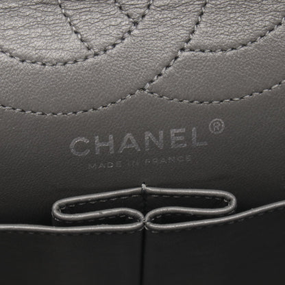2.55 マトラッセ Wフラップ Wチェーンショルダーバッグ エイジドカーフスキン グレー シルバー金具 シャネル バッグ CHANEL