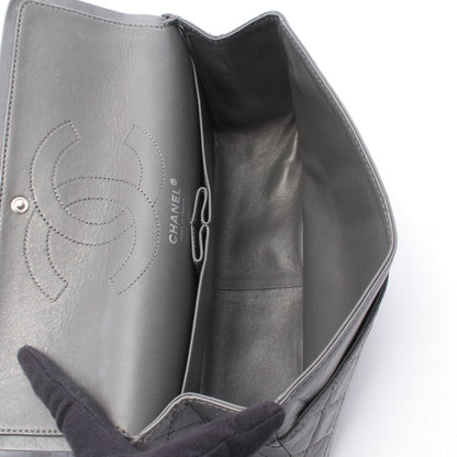 2.55 マトラッセ Wフラップ Wチェーンショルダーバッグ エイジドカーフスキン グレー シルバー金具 シャネル バッグ CHANEL