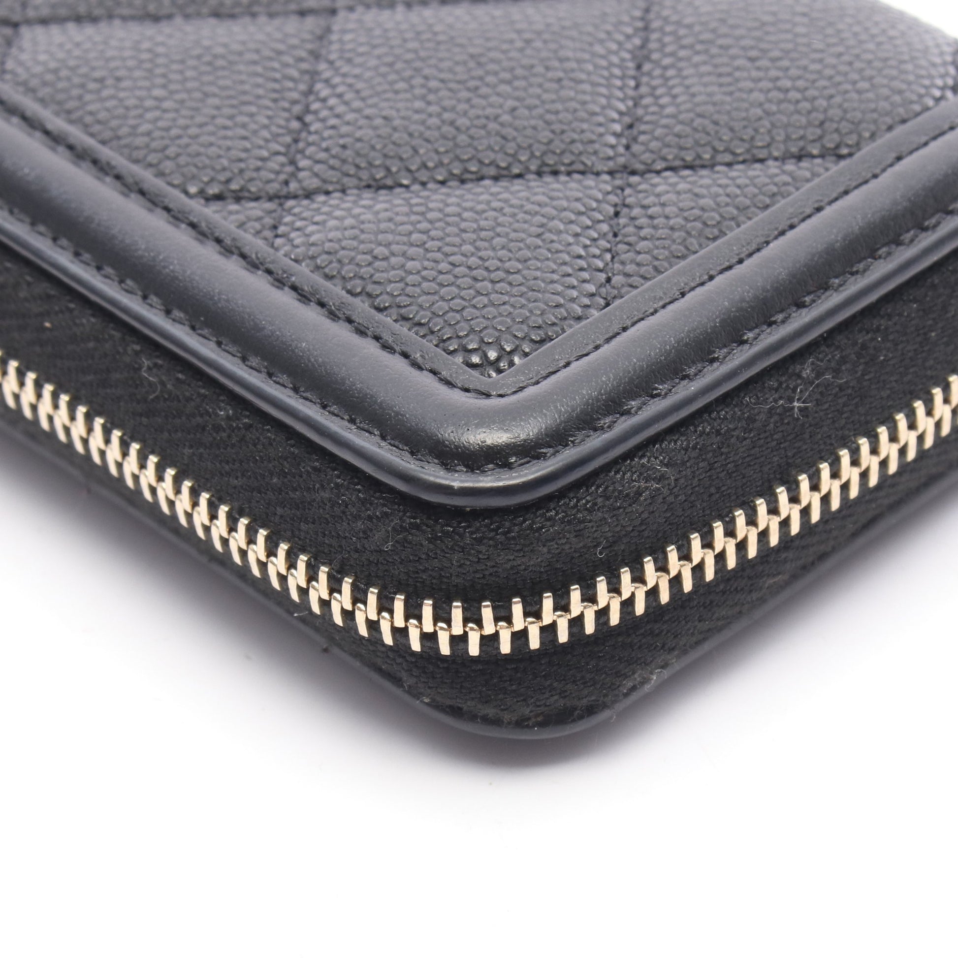 CCフィリグリー マトラッセ コインケース キャビアスキン ブラック ゴールド金具 シャネル 財布・小物 CHANEL