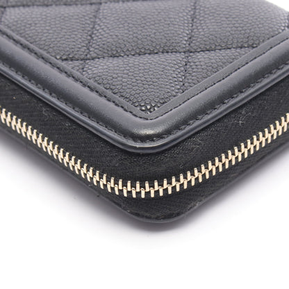 CCフィリグリー マトラッセ コインケース キャビアスキン ブラック ゴールド金具 シャネル 財布・小物 CHANEL