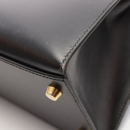 ケリー32 2WAY 外縫い ハンドバッグ ボックスカーフ ブラック ゴールド金具 □B刻印 エルメス バッグ HERMES