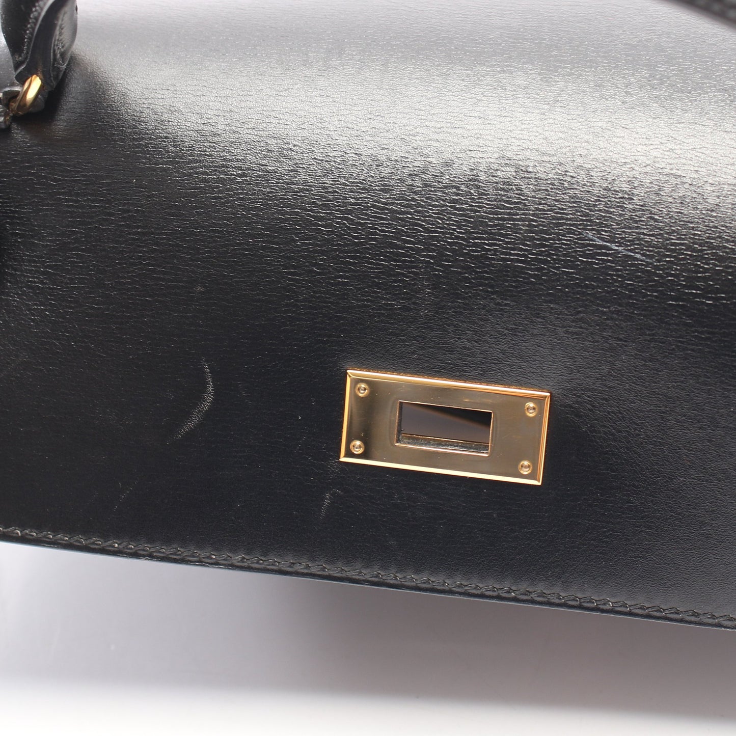 ケリー32 2WAY 外縫い ハンドバッグ ボックスカーフ ブラック ゴールド金具 □B刻印 エルメス バッグ HERMES