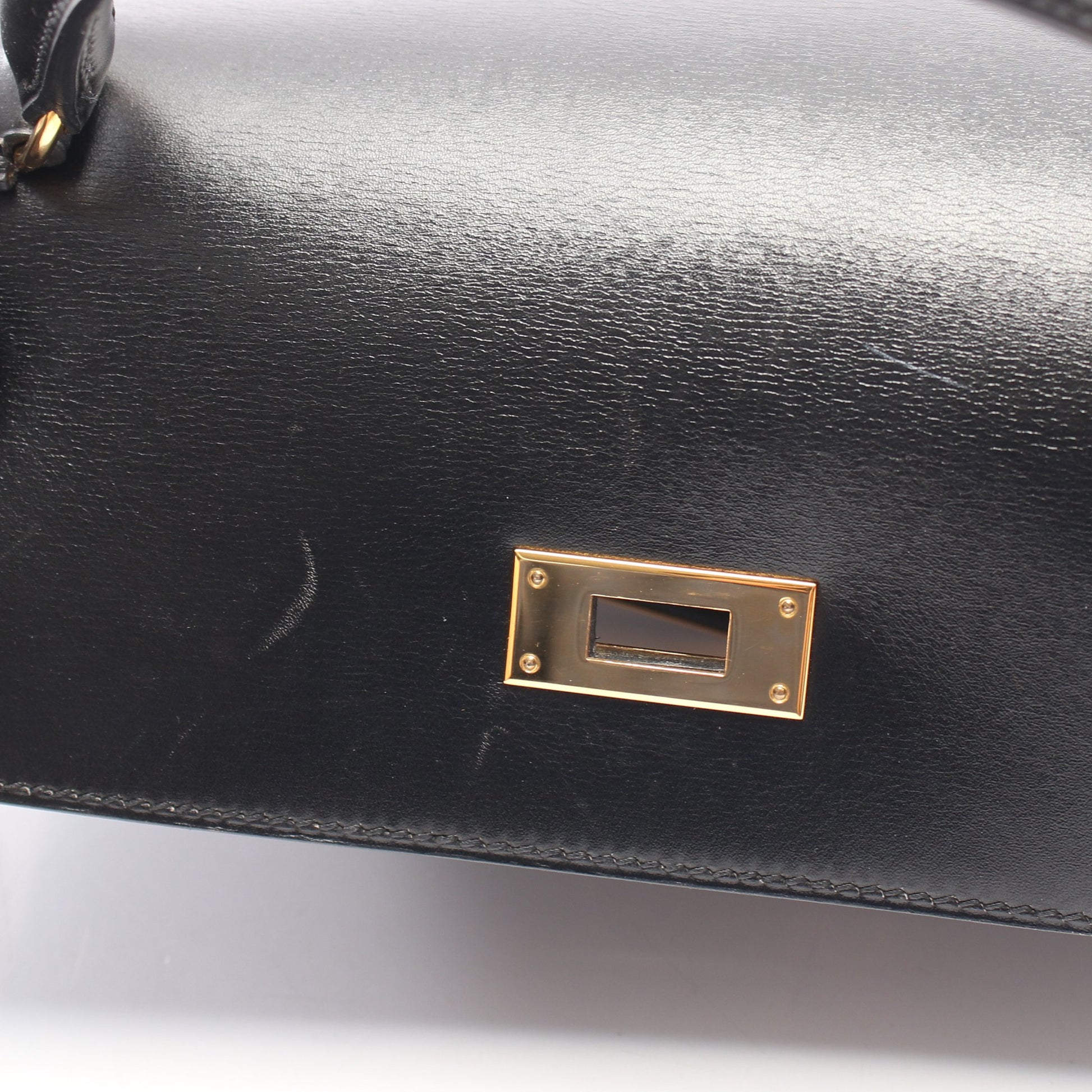 ケリー32 2WAY 外縫い ハンドバッグ ボックスカーフ ブラック ゴールド金具 □B刻印 エルメス バッグ HERMES