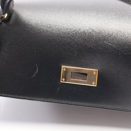 ケリー32 2WAY 外縫い ハンドバッグ ボックスカーフ ブラック ゴールド金具 □B刻印 エルメス バッグ HERMES