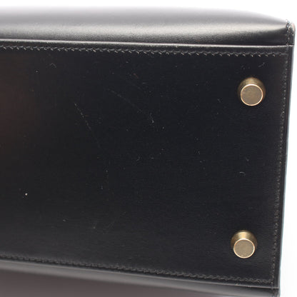 ケリー32 2WAY 外縫い ハンドバッグ ボックスカーフ ブラック ゴールド金具 □B刻印 エルメス バッグ HERMES