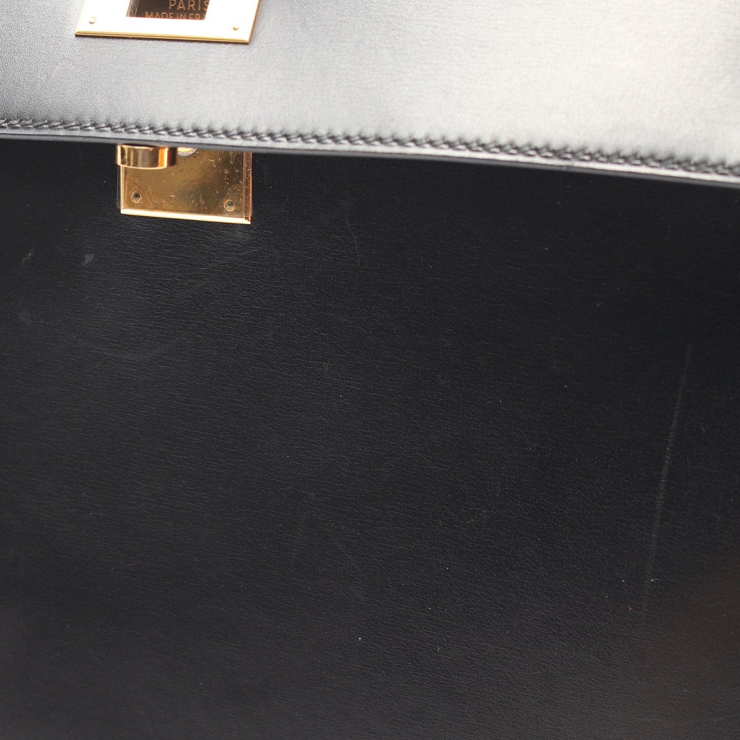 ケリー32 2WAY 外縫い ハンドバッグ ボックスカーフ ブラック ゴールド金具 □B刻印 エルメス バッグ HERMES
