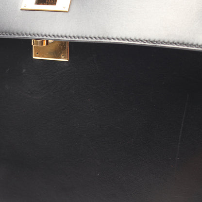 ケリー32 2WAY 外縫い ハンドバッグ ボックスカーフ ブラック ゴールド金具 □B刻印 エルメス バッグ HERMES