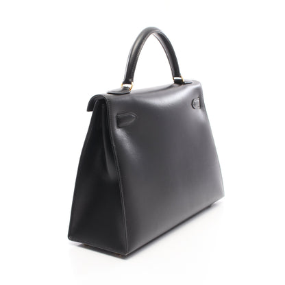 ケリー32 2WAY 外縫い ハンドバッグ ボックスカーフ ブラック ゴールド金具 □B刻印 エルメス バッグ HERMES