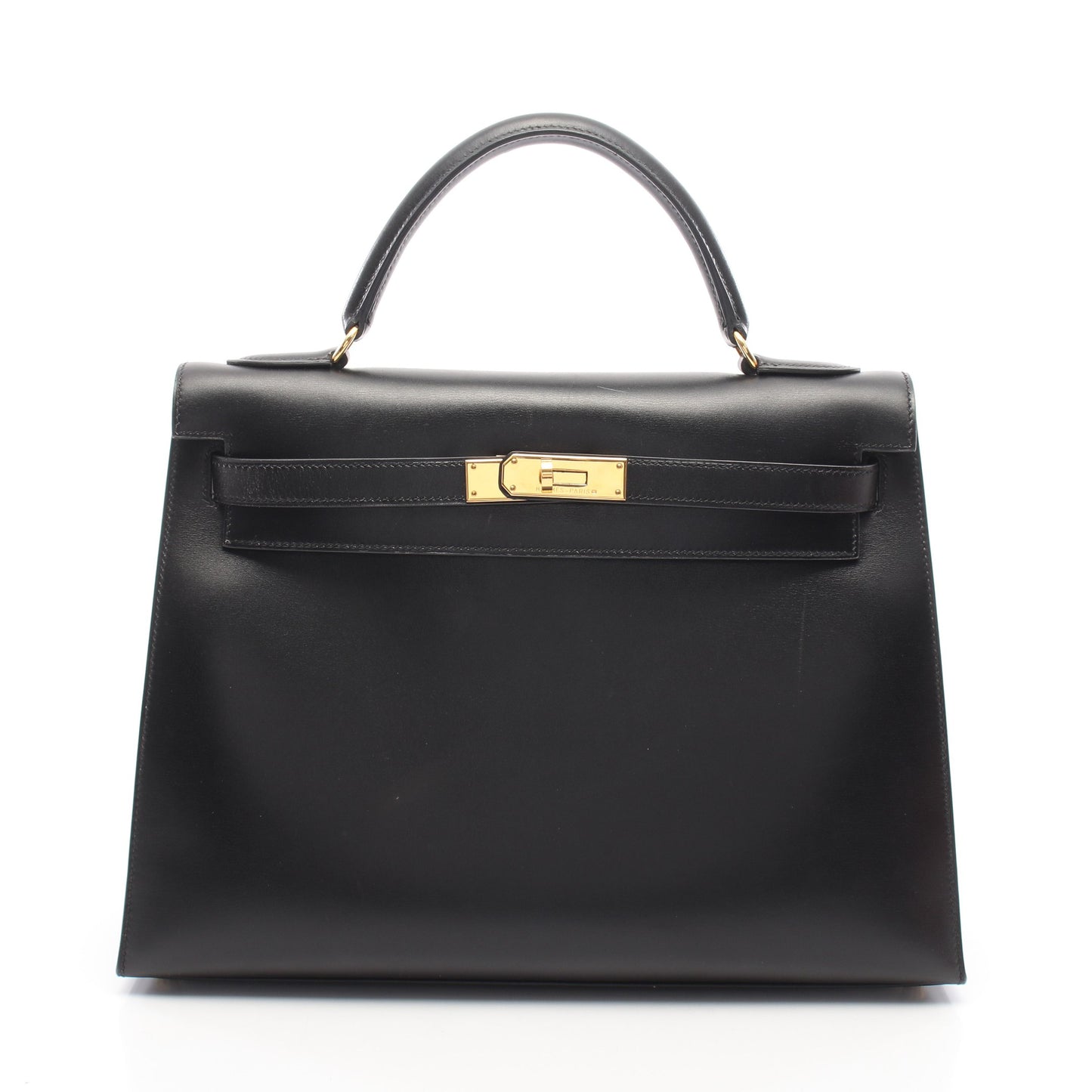 ケリー32 2WAY 外縫い ハンドバッグ ボックスカーフ ブラック ゴールド金具 □B刻印 エルメス バッグ HERMES