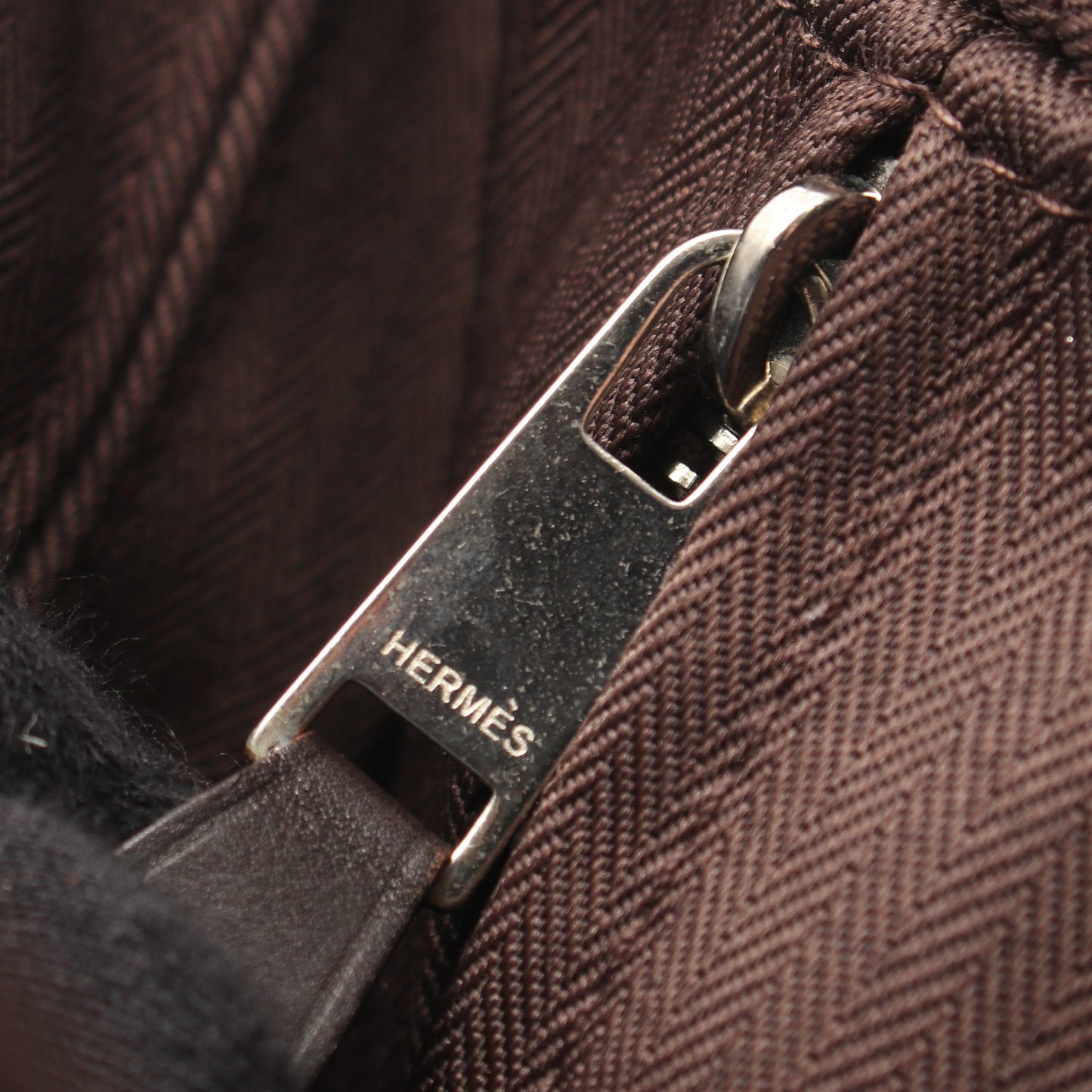 アカプルコPM ハンドバッグ トワルシェブロン レザー ダークブラウン シルバー金具 エルメス バッグ HERMES