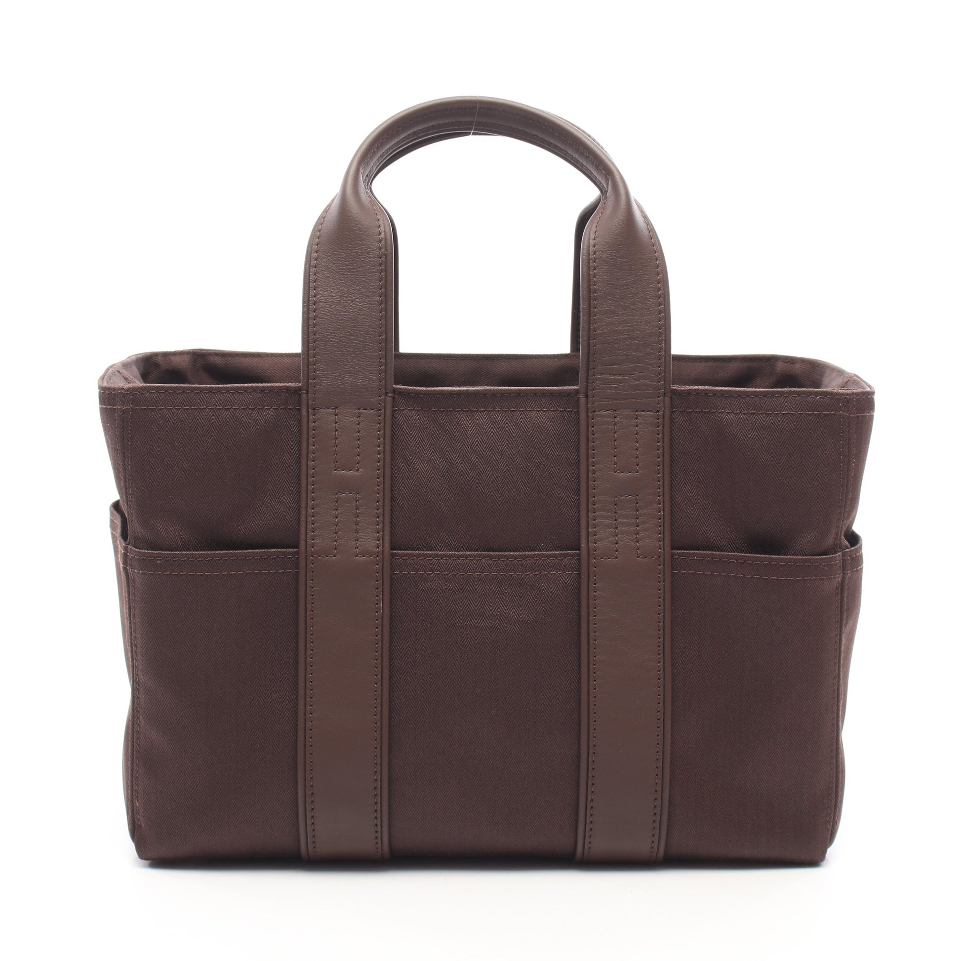 アカプルコPM ハンドバッグ トワルシェブロン レザー ダークブラウン シルバー金具 エルメス バッグ HERMES