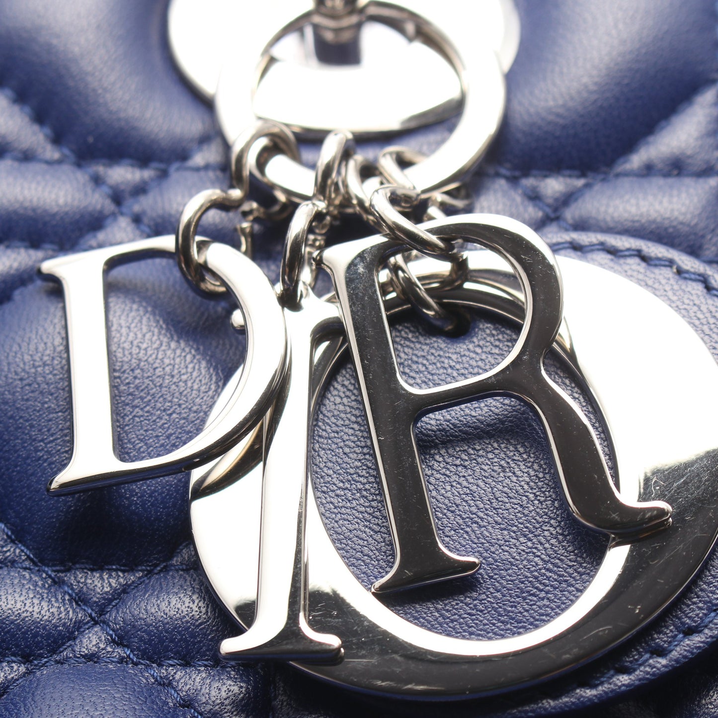LADY DIOR レディディオール カナージュ 2WAY ハンドバッグ レザー ブルー クリスチャンディオール バッグ Christian Dior
