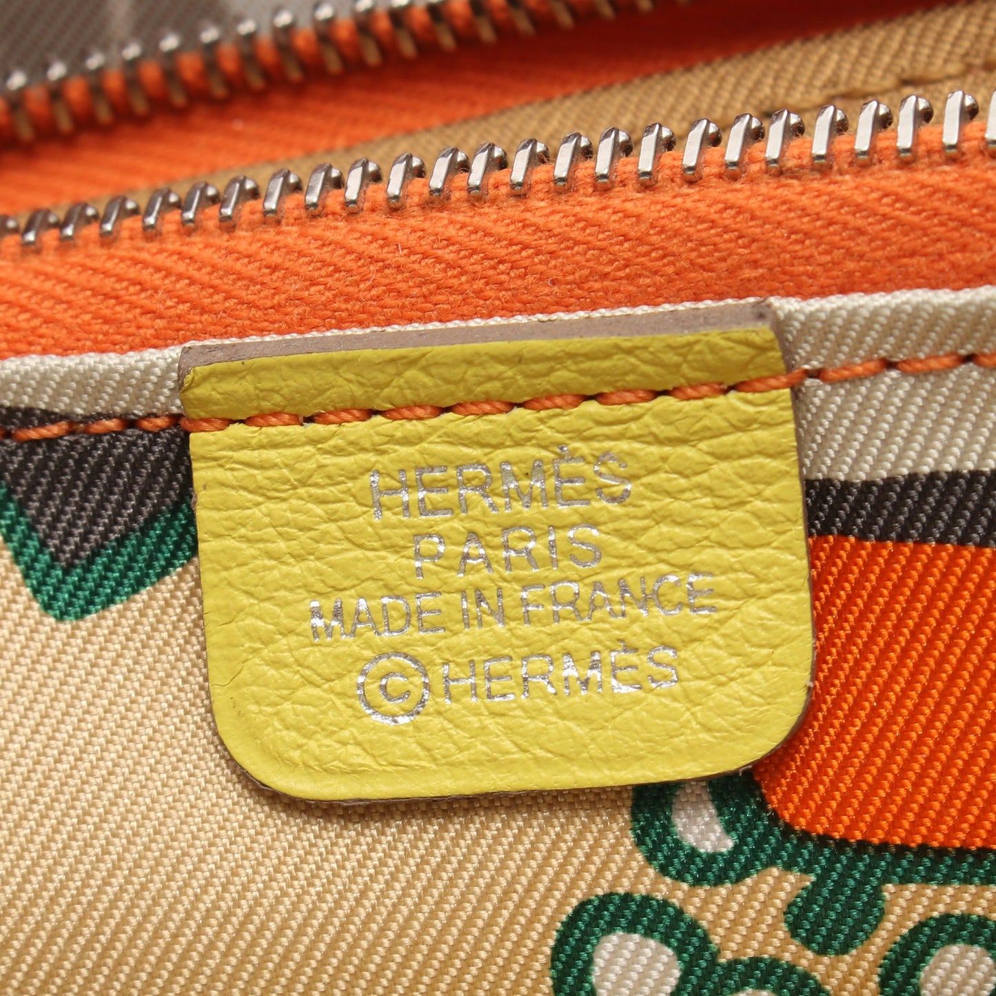 アザップコンパクト シルクイン ライム ラウンドファスナー財布 エバーカラー イエロー シルバー金具 W刻印 エルメス 財布・小物 HERMES