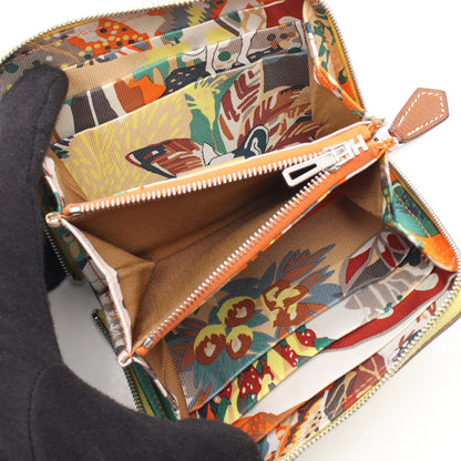 アザップコンパクト シルクイン ライム ラウンドファスナー財布 エバーカラー イエロー シルバー金具 W刻印 エルメス 財布・小物 HERMES