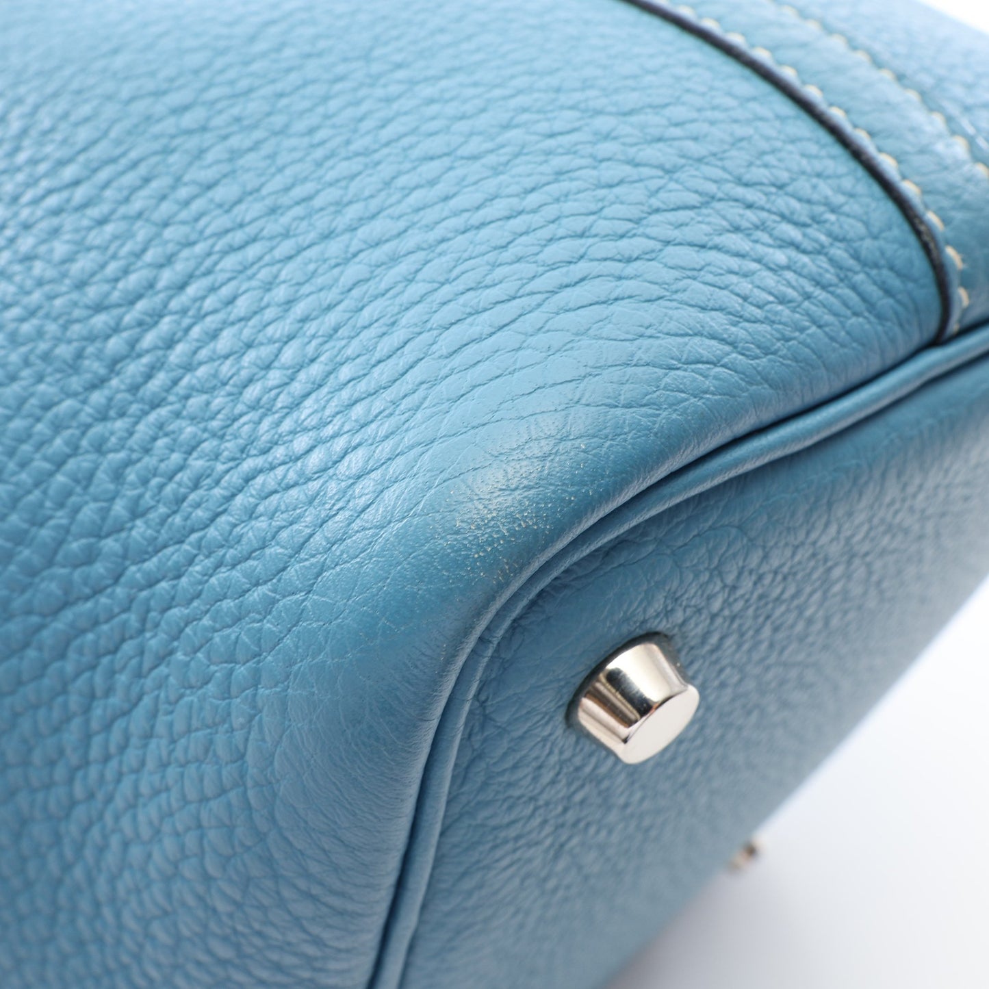 ピコタンPM ブルージーン ハンドバッグ トリヨンクレマンス ブルー シルバー金具 □H刻印 エルメス バッグ HERMES