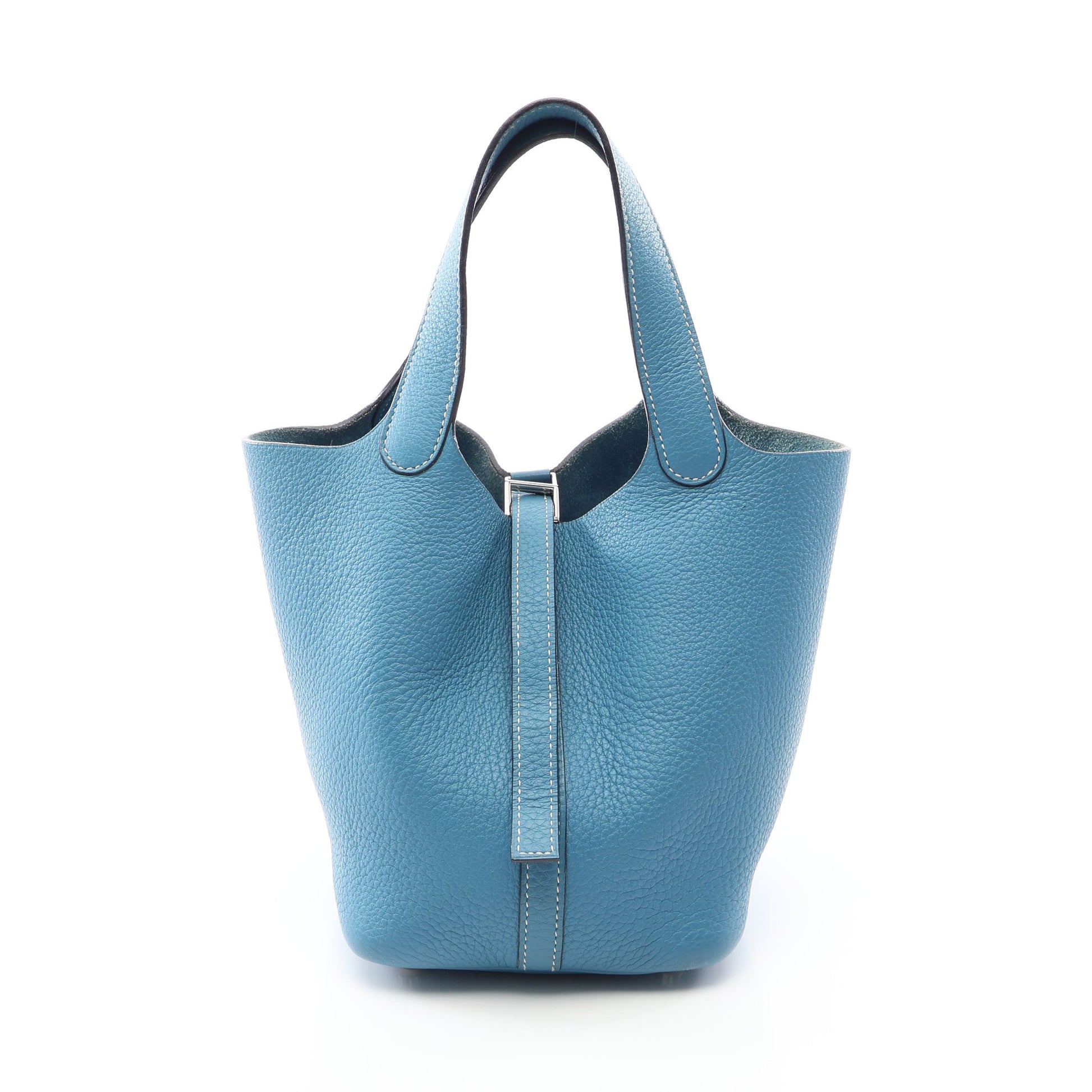 ピコタンPM ブルージーン ハンドバッグ トリヨンクレマンス ブルー シルバー金具 □H刻印 エルメス バッグ HERMES