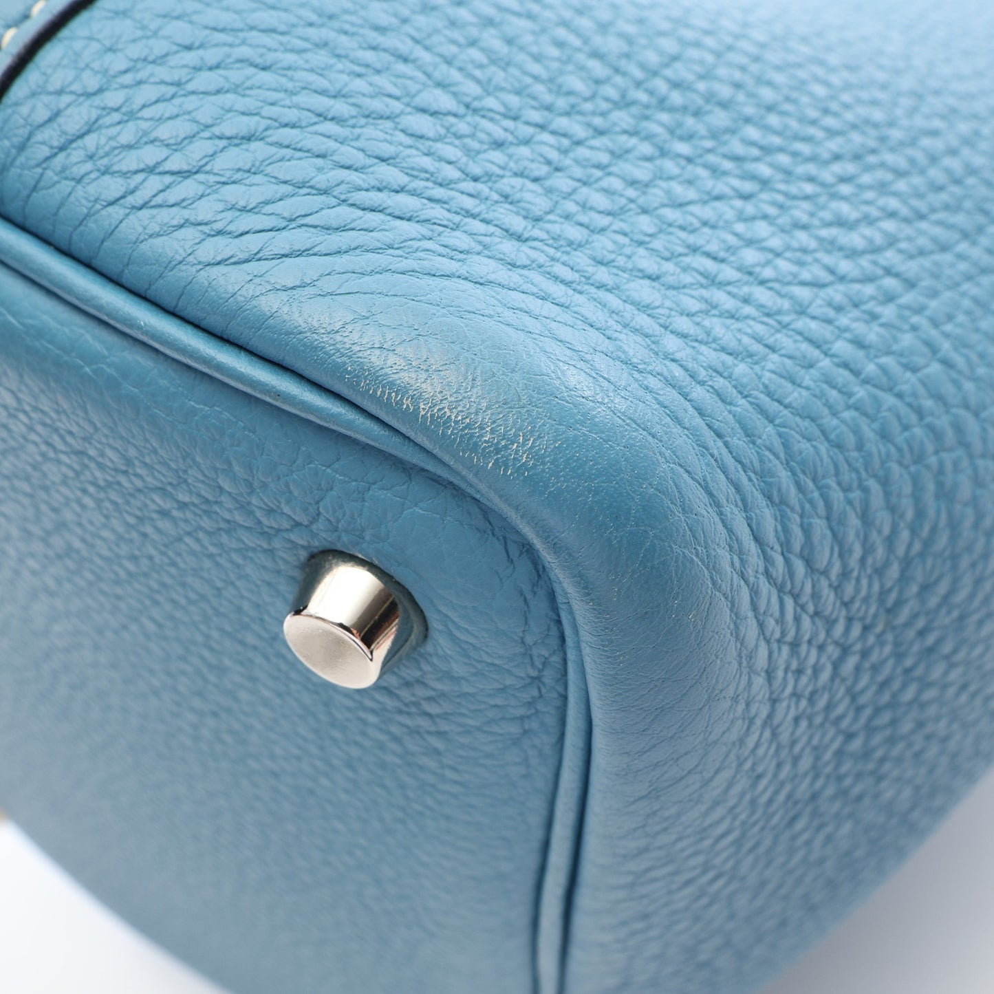ピコタンPM ブルージーン ハンドバッグ トリヨンクレマンス ブルー シルバー金具 □H刻印 エルメス バッグ HERMES