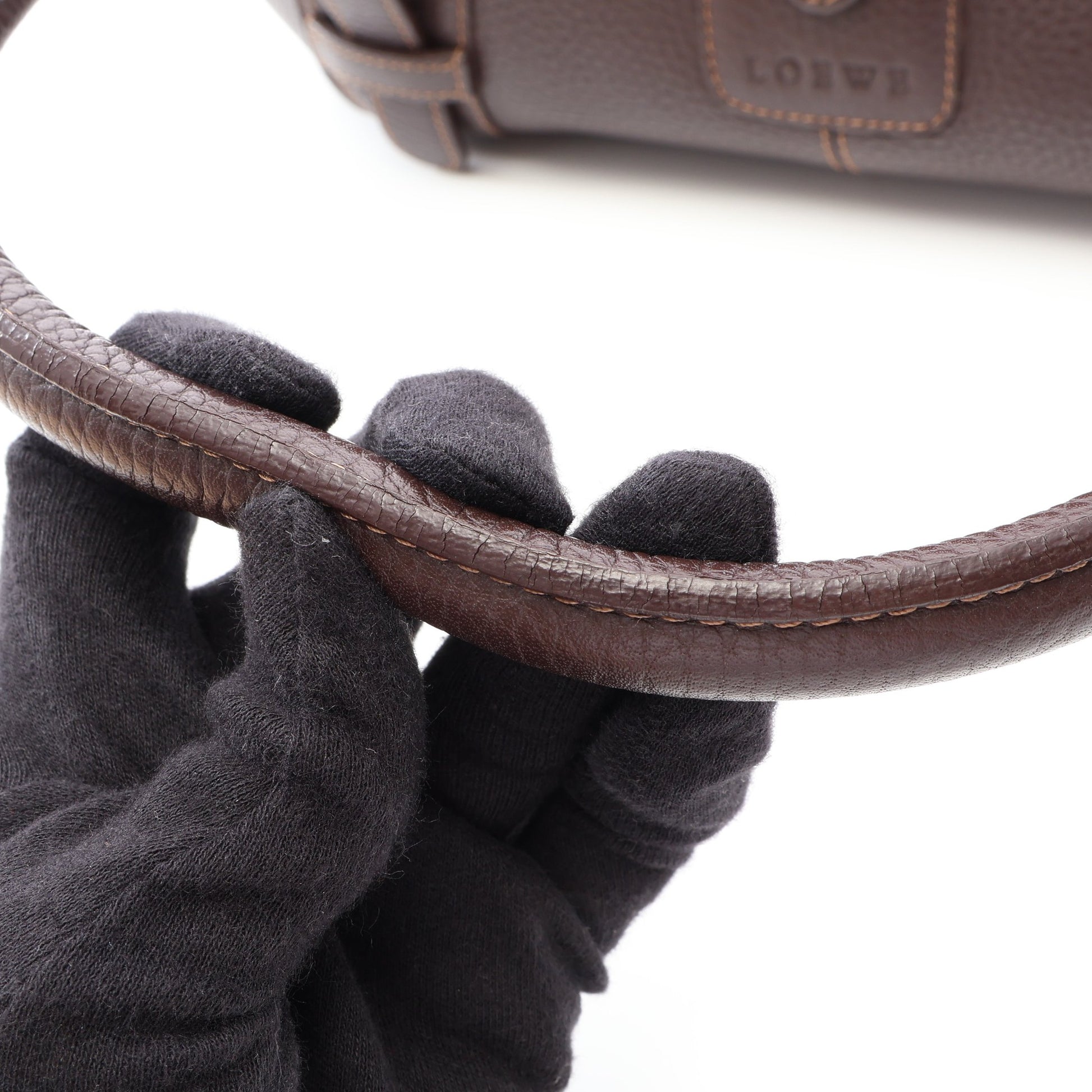 センダ ハンドバッグ レザー ダークブラウン ロエベ バッグ LOEWE