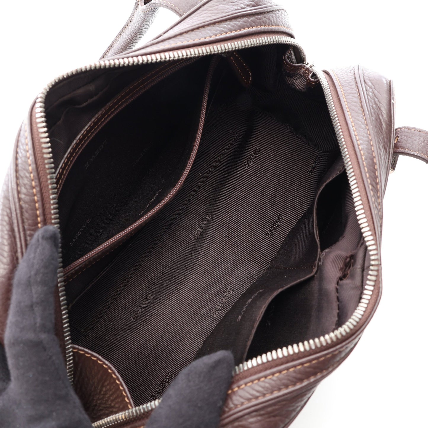 センダ ハンドバッグ レザー ダークブラウン ロエベ バッグ LOEWE
