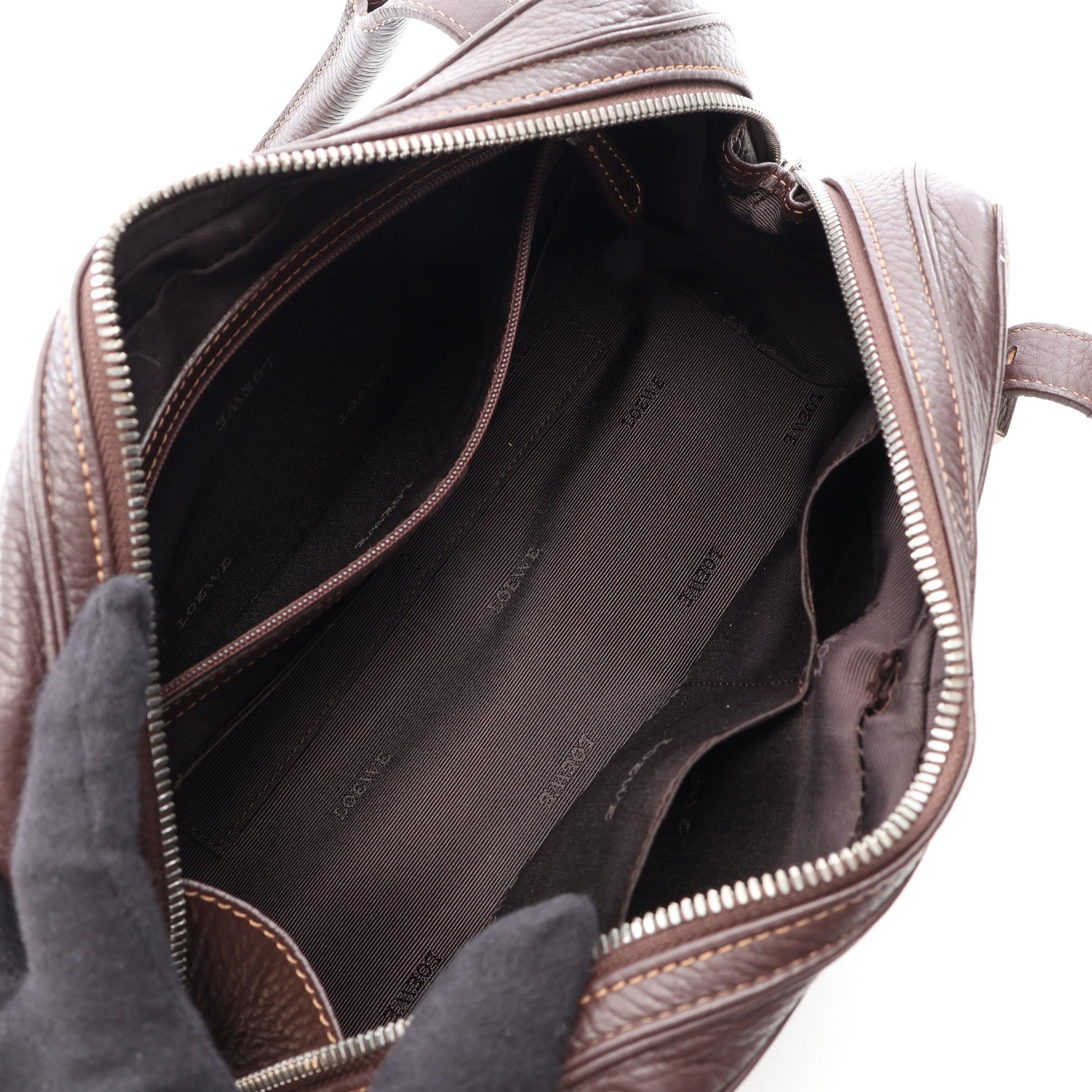 センダ ハンドバッグ レザー ダークブラウン ロエベ バッグ LOEWE