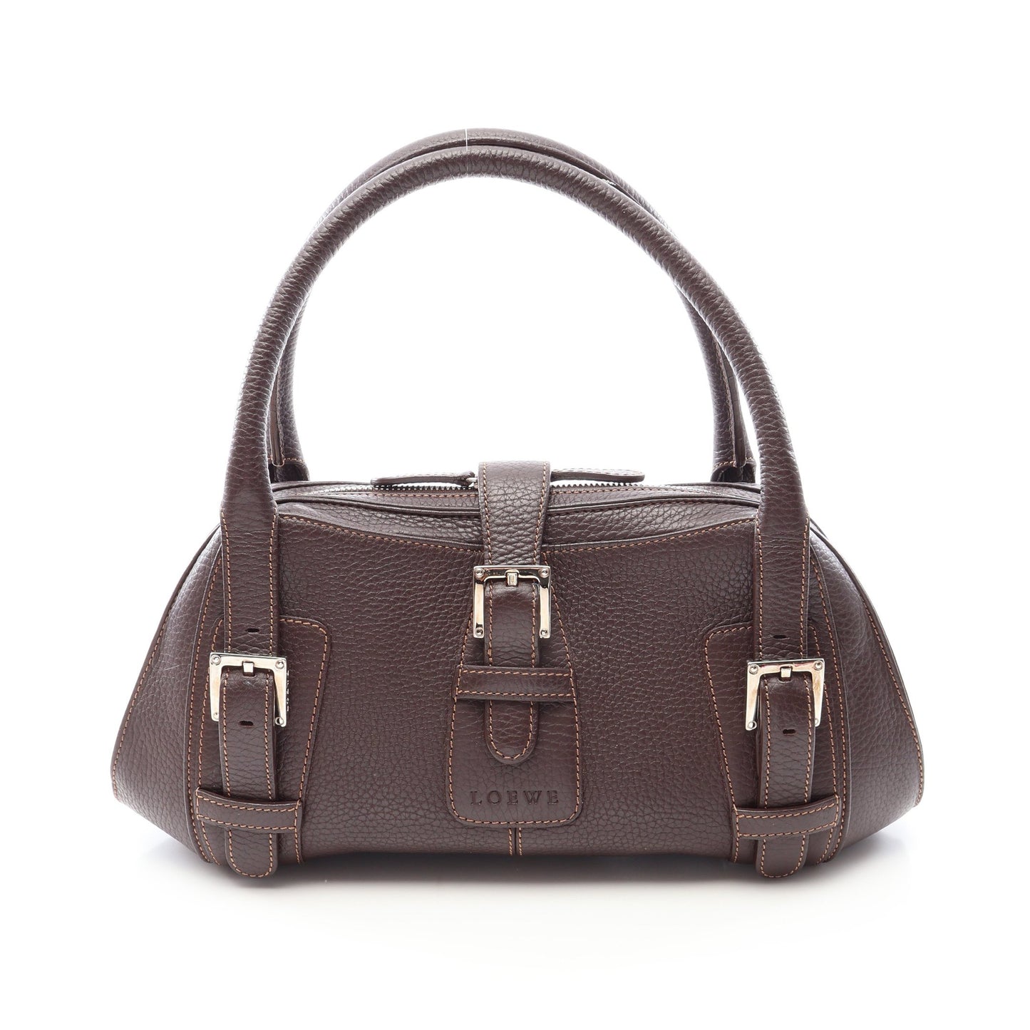 センダ ハンドバッグ レザー ダークブラウン ロエベ バッグ LOEWE