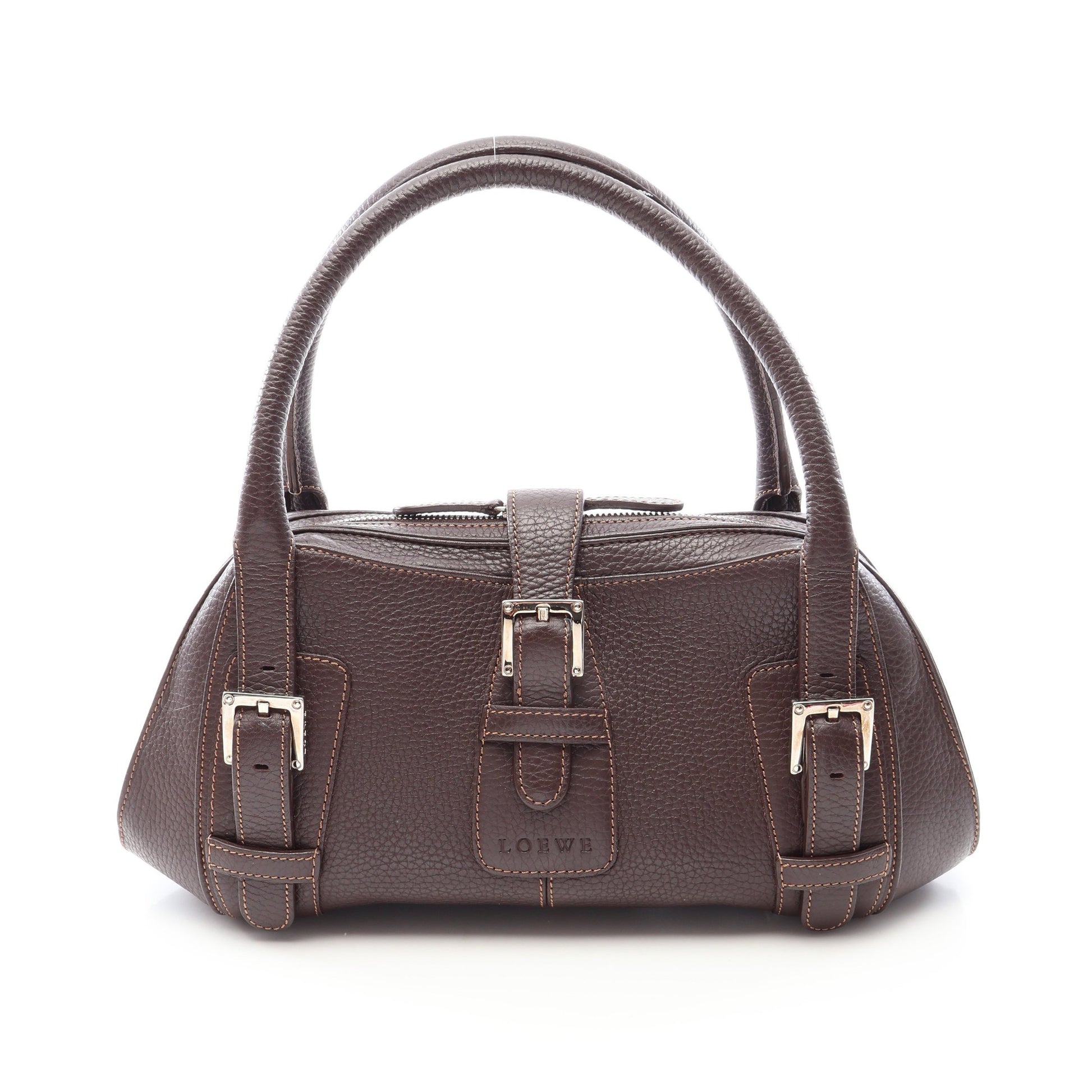 センダ ハンドバッグ レザー ダークブラウン ロエベ バッグ LOEWE