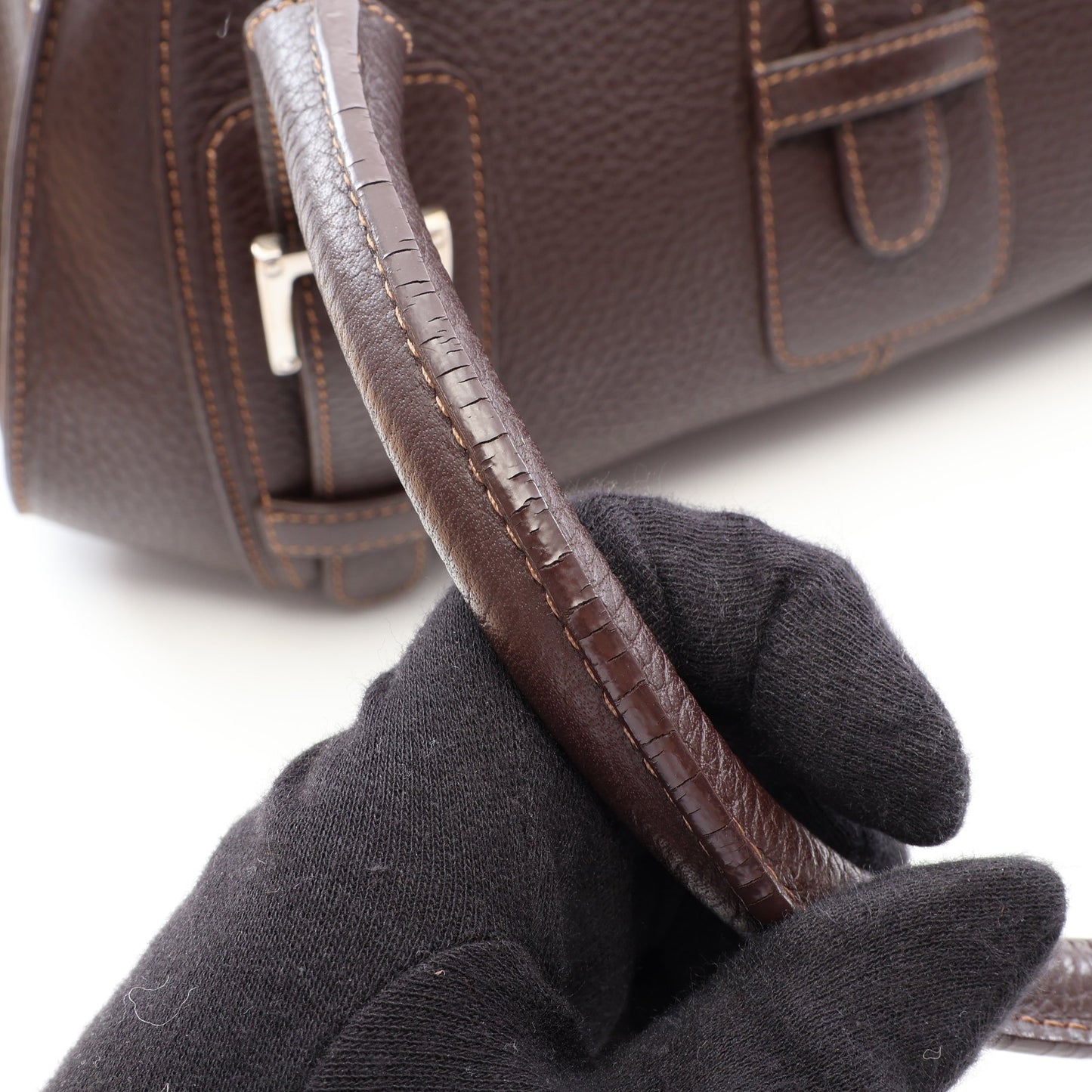 センダ ハンドバッグ レザー ダークブラウン ロエベ バッグ LOEWE