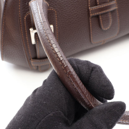 センダ ハンドバッグ レザー ダークブラウン ロエベ バッグ LOEWE