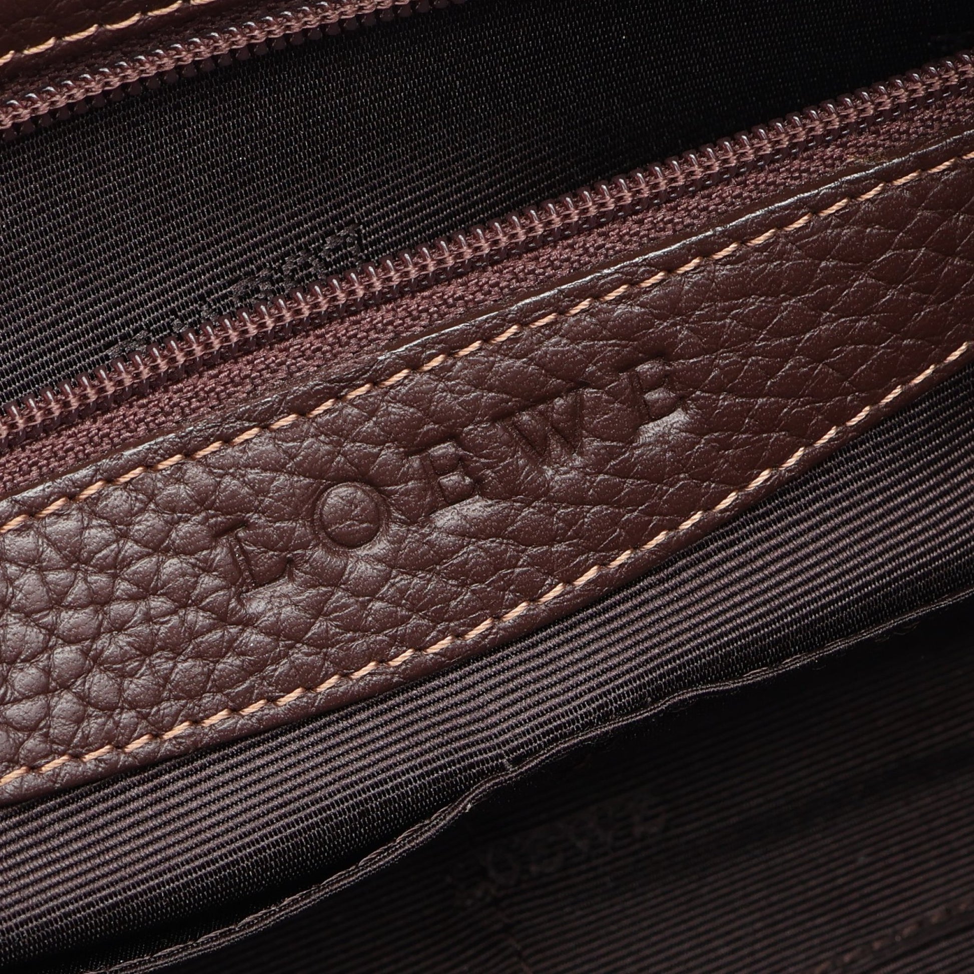 センダ ハンドバッグ レザー ダークブラウン ロエベ バッグ LOEWE