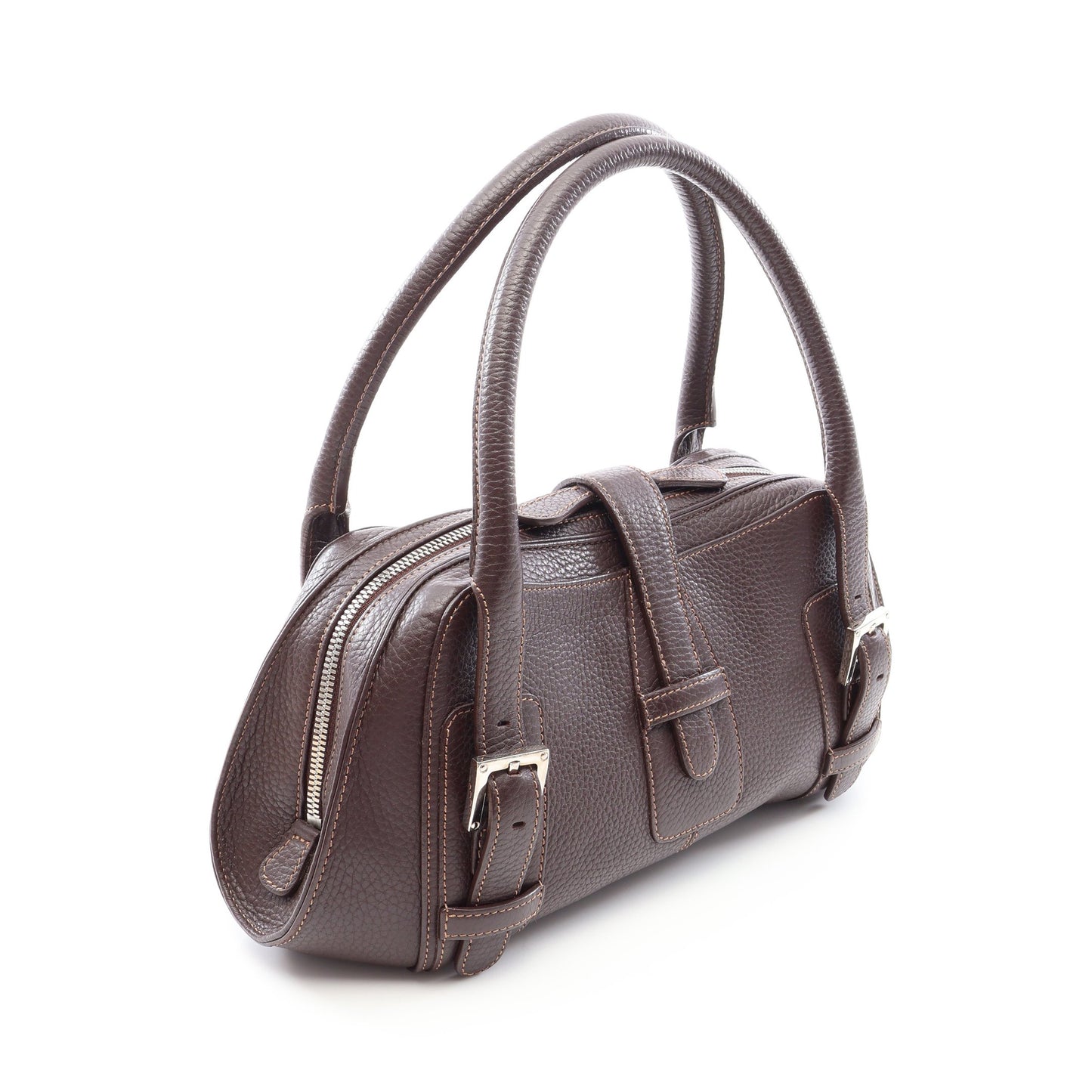 センダ ハンドバッグ レザー ダークブラウン ロエベ バッグ LOEWE
