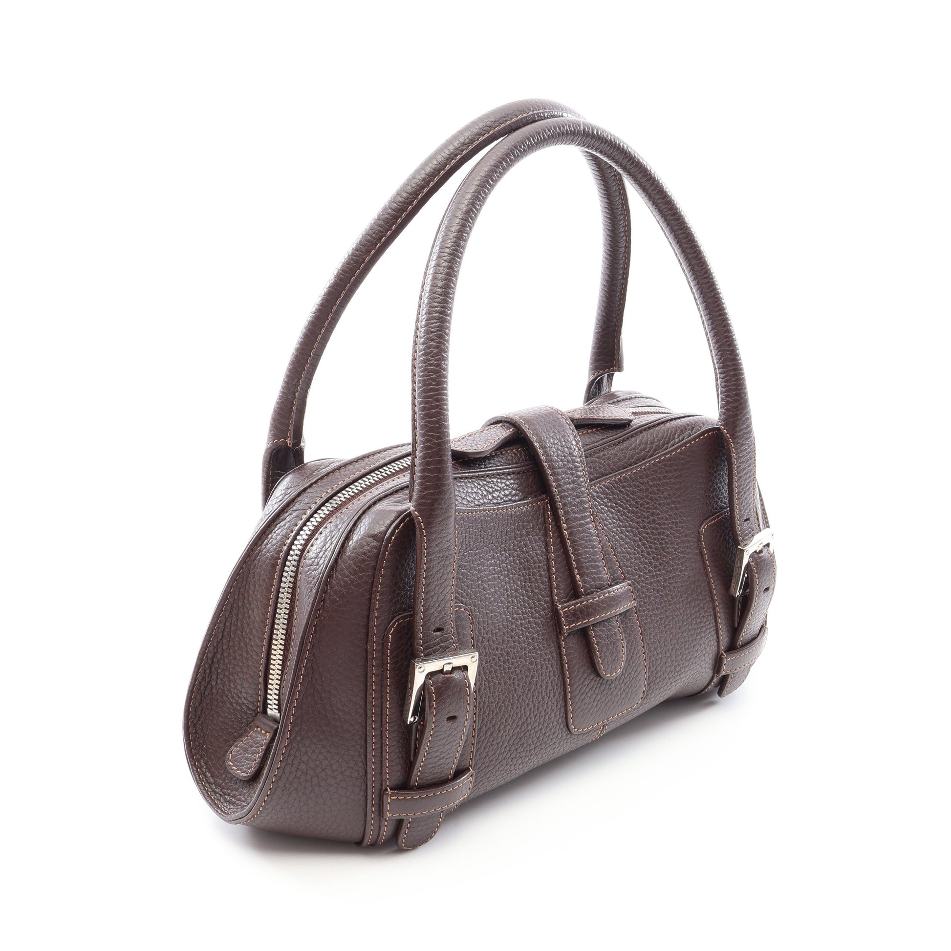 センダ ハンドバッグ レザー ダークブラウン ロエベ バッグ LOEWE