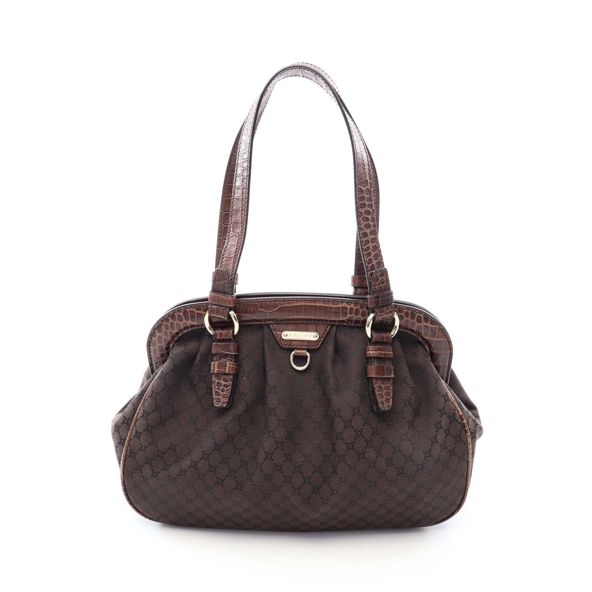 マカダム ショルダーバッグ トートバッグ キャンバス レザー ダークブラウン セリーヌ バッグ CELINE
